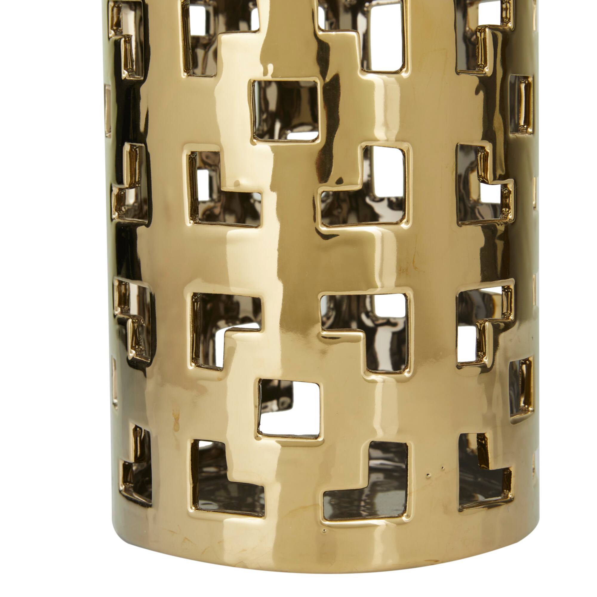 Gold Stoneware Glam Vase, 14" x 6" x 6"